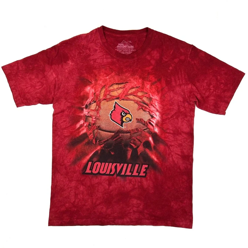 The Mountain Louisville Cardinals Kids Tie Dye Basketball Graphic T-Shirt XL